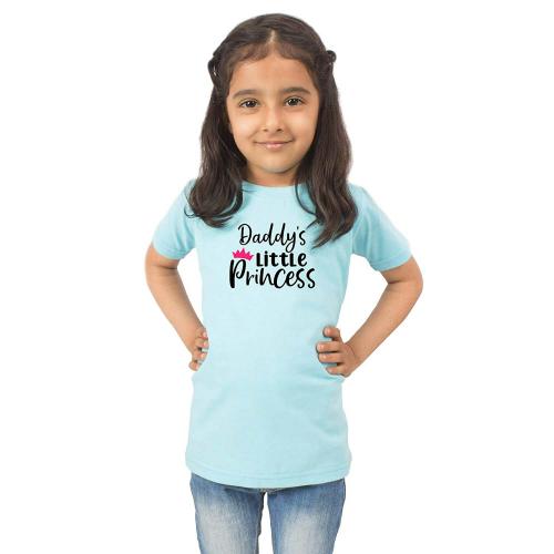Limit Fashion Store Girls Sky Blue Cotton Daddy's Little Princess Kids Girls T-Shirt