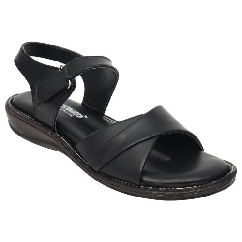 Racecourse Women's Flat Sole Hide & Seek Spunch Back Belt Sandal With the Heel height of 1 Inch 807 Black