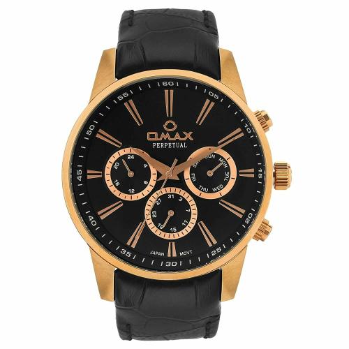 OMAX Chronograph Black Watch Black Dial With Black Strap for Men - PG14R22I