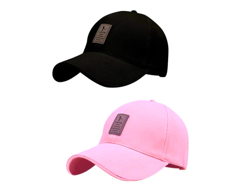 CLASSYMESSI EDIKO Cap Combo Pack of 2 Cotton Cap for Men's and Women's BLACK PINK