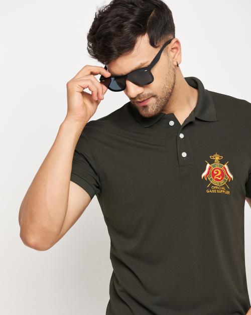 URBAN TAILOR Men's Cotton Blend Half Sleeves Solid Polo T-shirt Has Chest Embroidery