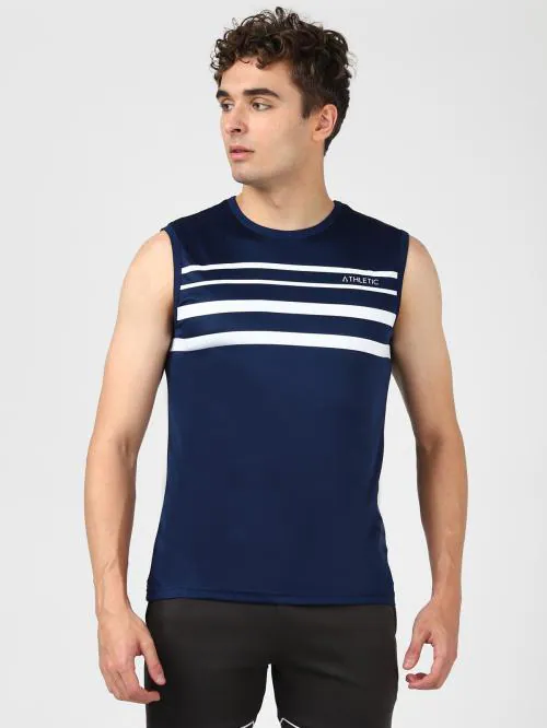 UrbanMark Men Regular Fit Quick Dry Sports Sleevless Vest-Navy