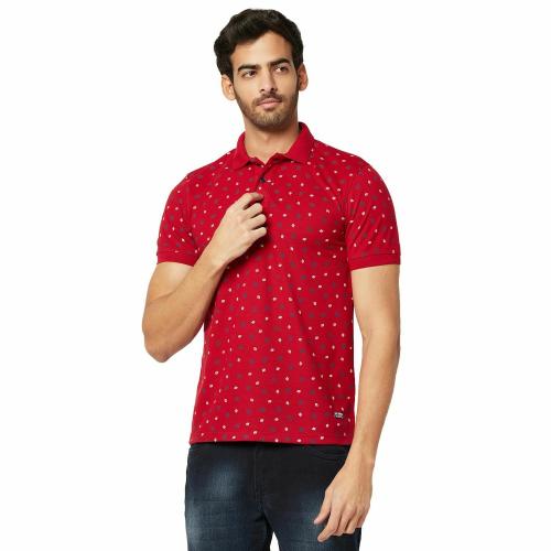 Blue Buddha Men's Red Cotton Regular Fit Polo T-Shirt (X XL )