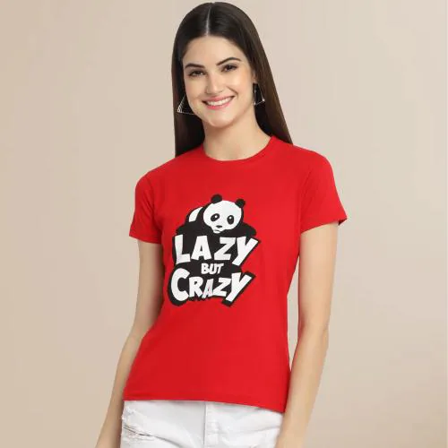 Fabflee Stylish Cotton Printed Round Neck Tees For Women | Women's T-Shirt | Tshirt For Women | Womens Tshirt | Tee | Tshirt | Casual Tshirt | Regular Wear Tshirt For Women