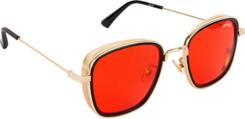 Voyage Uv Protection Mirrored Retro Square Full-Frame Red Unisex Sunglasses (Men and Women)