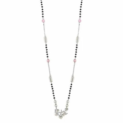 Tia Silver Soul 925 Sterling Silver | A Fancy Primrose Mangalsutra With Tiny Hearts With Cubic Zirconia Sterling Silver For Womens (Pack Of 1, Silver, Mangalsutra MS007)