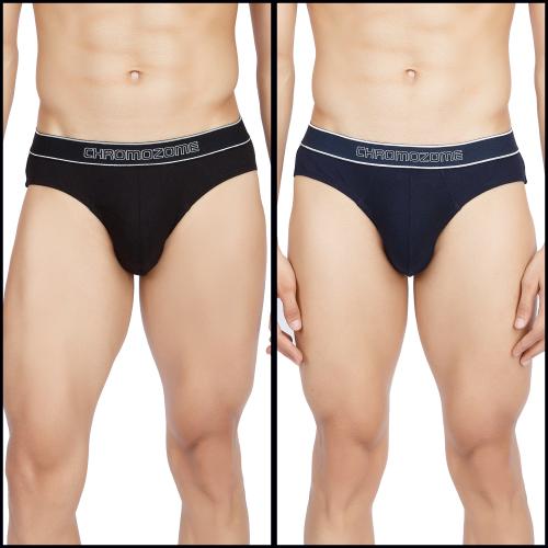Chromozome Men Multi 7 Solid 100% Cotton Pack of 2 Briefs
