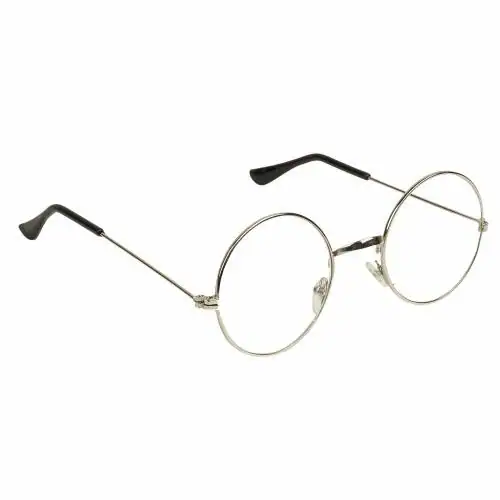 Gandhi Round Shape Silver-Transparent UV Protection Sunglasses/Frame For Men and Women (Clear/Transparent)