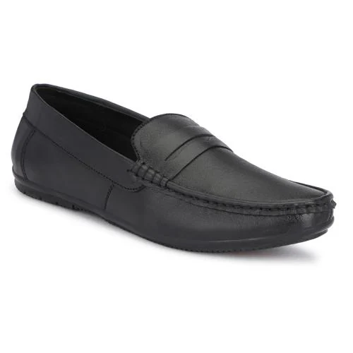 DUGU Men's Handcrafted Finest Genuine Leather Casual Loafers Shoes for Men (Black)