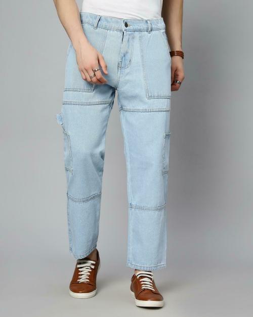 Arbia Funki Men Light Blue Denim Cargos