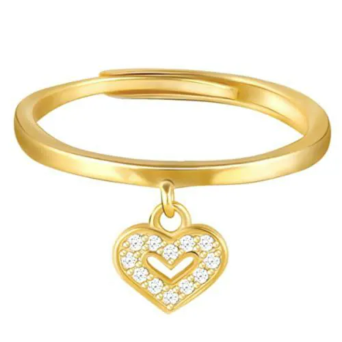 Giva Sterling Silver Adjustable 18K Gold Plated Paradise Heart Ring
