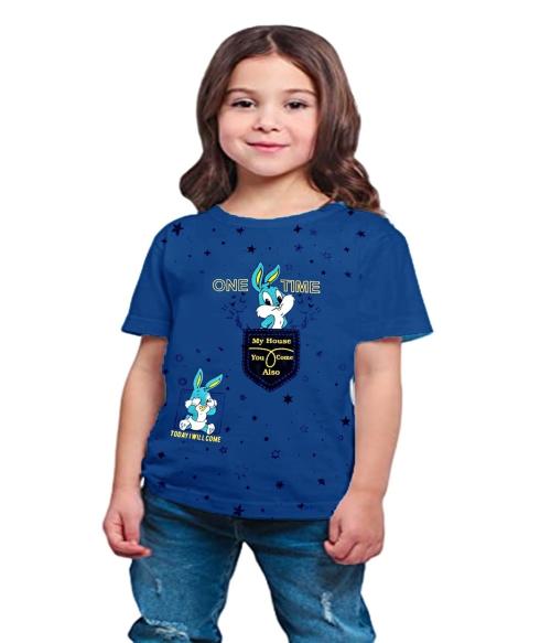 Little Funky 100% Pure Cotton Round neck Half sleeve Graphic Printed Kids Tshirt for Girls