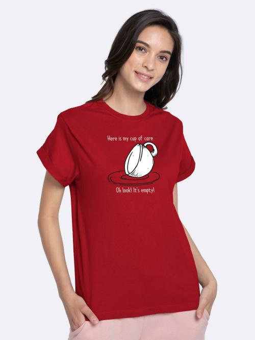 Bewakoof Women Cup Of Care Printed Half Sleeve Round Neck T-Shirt