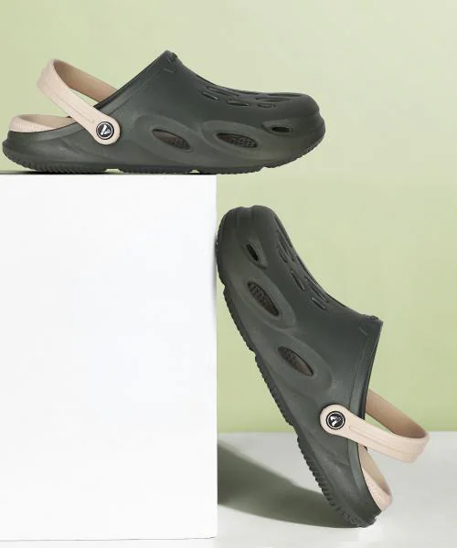 Aqualite Olive & Beige Clogs For Men