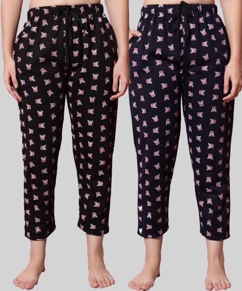 Anixa Women Multicolor3 Cotton Printed Pack of 2 Pyjamas