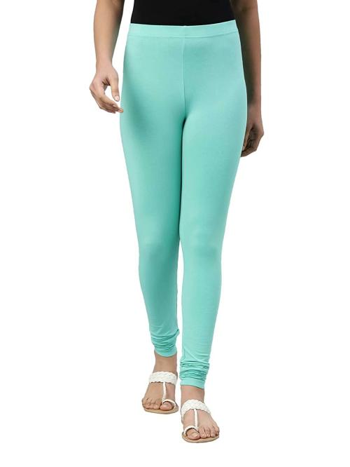 Buy Go Colors Women Light Blue Solid Stretch Leggings Online at Best