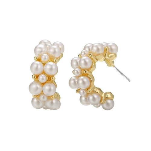 Kairangi by Yellow Chimes Alloy Pearl Studded Half Bali Clip On Hoop Earrings for Women and Girls - 8 cm