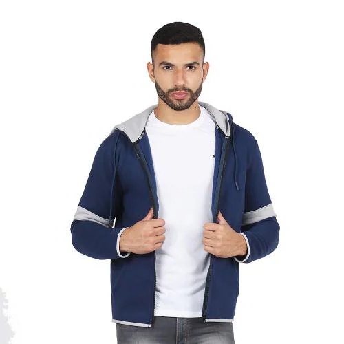 Barcelona Men Navy Solid Polyester Jacket