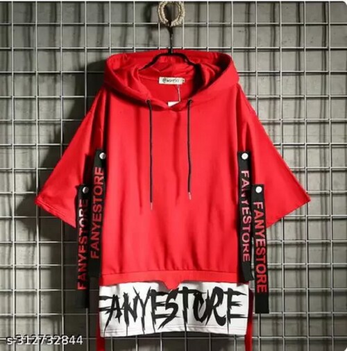 Kunzie Fanyestore men printed hoodneck red tshirt (size XL)