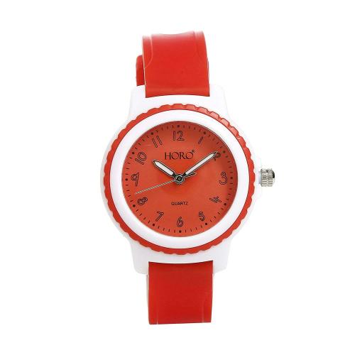 Horo Analog Red Plastic Japan Machine Water Resistant Watch