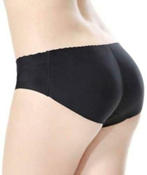 VANILLAFUDGE Women's Cotton Blend Cream Innerwear Padded Panties Buttuck Solid Undergarment Knicker Lingerie for Hip Enhancing Medium-Rise Inner Elastic (Pack of 1)_BLACK_XL |panty |panties |women panties |panties women |women