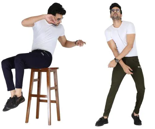 Star The Vision Men's Lycra Track Pant Solid With Front Chain And Back Pocket Pack of 2. Blue And Green.