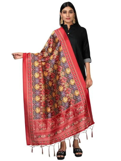 Negchaar Women Printed Silk Patola Dupatta