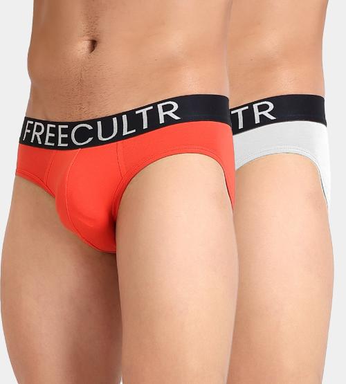 Freecultr Men's Organic Cotton Underwear, Ultrasoft Waistband, Premium Snug-Fit Briefs - Pack of 2
