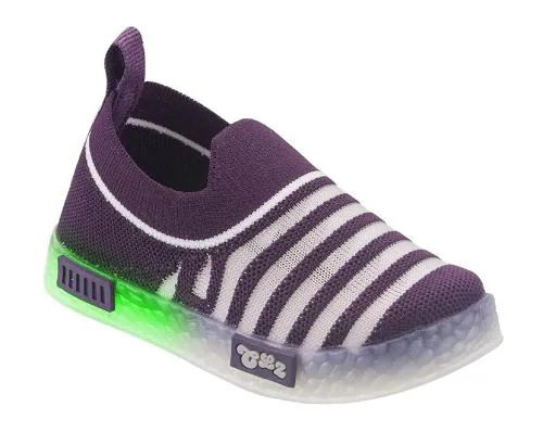 Coolz Kids Unisex Casual Knitted Shoes with LED Light Blink-1 for 1-4 Years Boys and Girls (Wine, 3-3.5 Years)