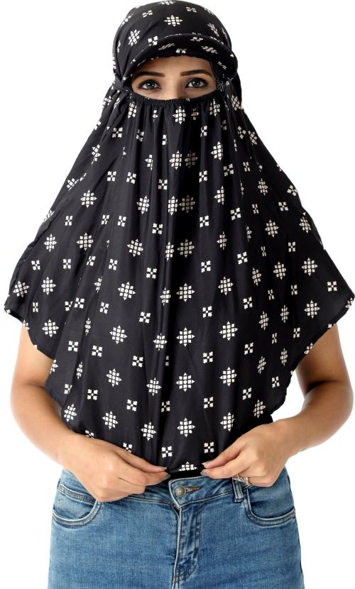 Devi Creation Sun Protection rayon cotton Innovative Printed Scarf Cum Mask With Face Cover For Women's And Girls Black