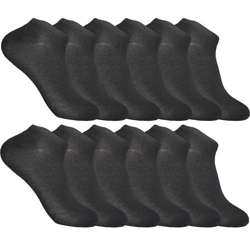 Cotson Cotton Ankle Length Socks For Men (Black , Pack of 12)