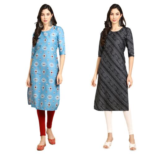 kurti for women kurti crepe kurti | kurti for women | kurti crepe kurti |ladies kurti |women kurta | Creap kurti | kurties |Ethnic Basket Women's Crepe Digital Print Straight Kurta[ pack of 2] { SK-360-368-S}