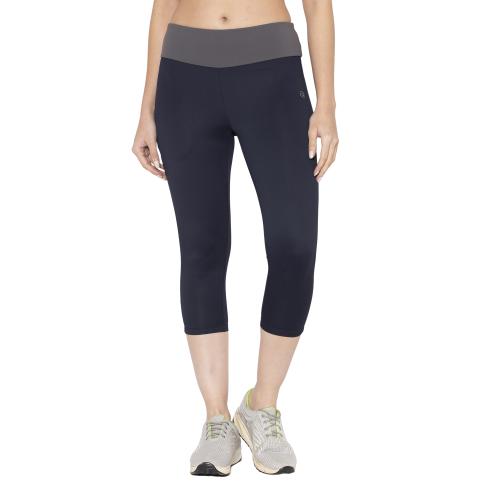 BODYACTIVE Women's High Waisted Yoga Capris with Pockets, Non See Through Workout Sports Running Capri, Tummy Control-LC09-NAV