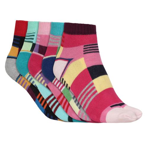 SIDEWOK Ankle Length Colourful Cotton Colourful Socks -Combo of 5 Pair Free Size(SCS-WS-04) (05)