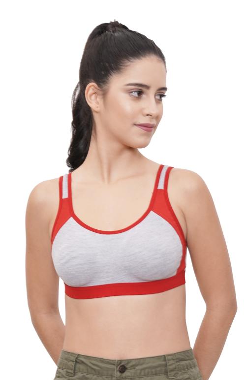 FEMULA Anju Sports & Gym Bra, The First Bra for Beginners & Young Girls (Colour Red) Size 32B