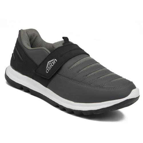Asian Superfit Grey Black Sports Shoes for Men