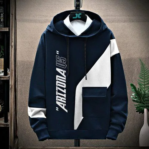 Buy Jump Cuts Printed Mens Fullsleeve Hooded Neck Navy and White ...