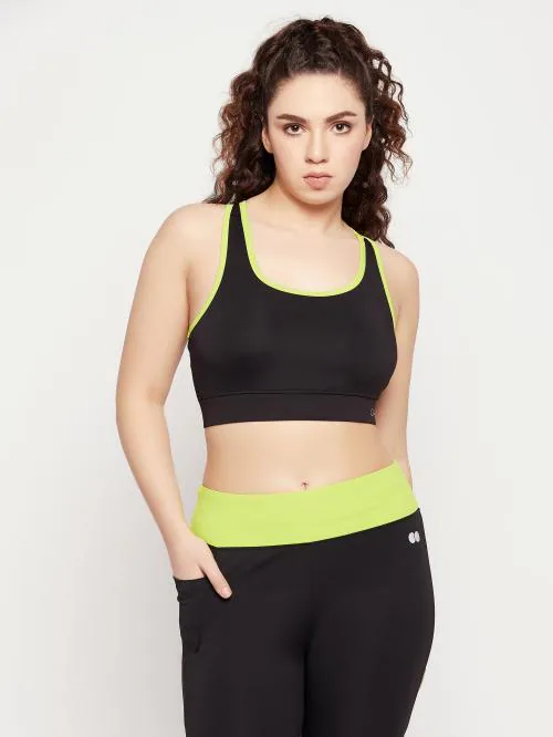 Clovia Black Solid Poly-Spandex Sports Bra