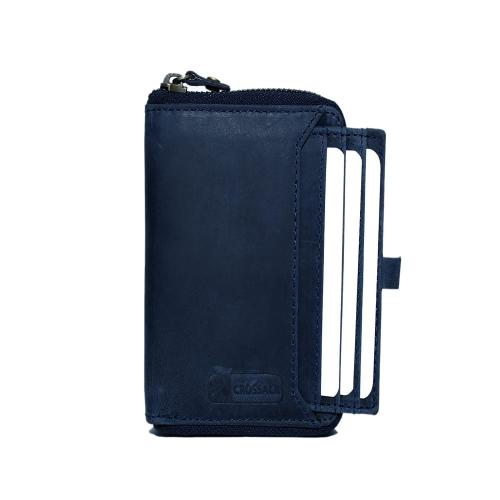 CROSSACK Men Formal, Travel, Trendy, Evening/Party, Ethnic Blue Genuine Leather RFID Wallet (8 Card Slots) (Blue)