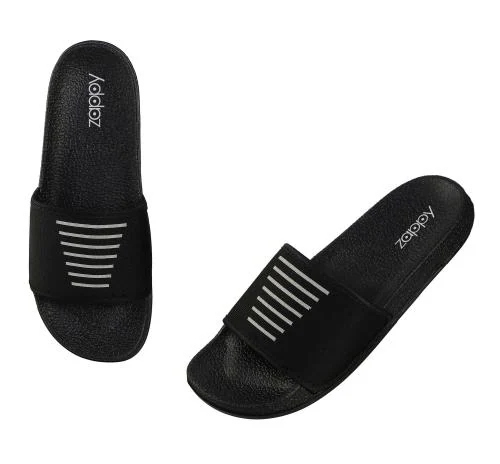 ZAPPY Men's and Boys Black Soft mesh upper Slippers Flexible Flip Flop Indoor and Outdoor Slides