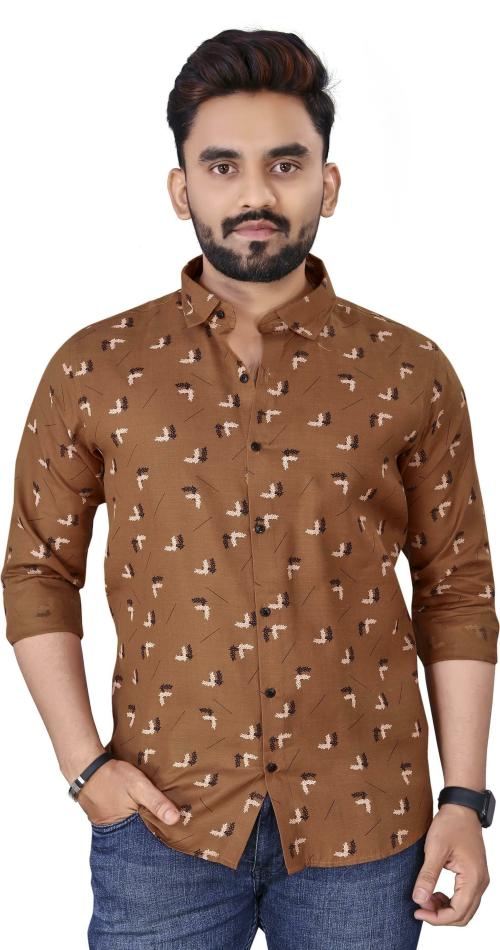 Buy Adwyn Peter Men Brown Printed Polycotton Single Shirt Online at