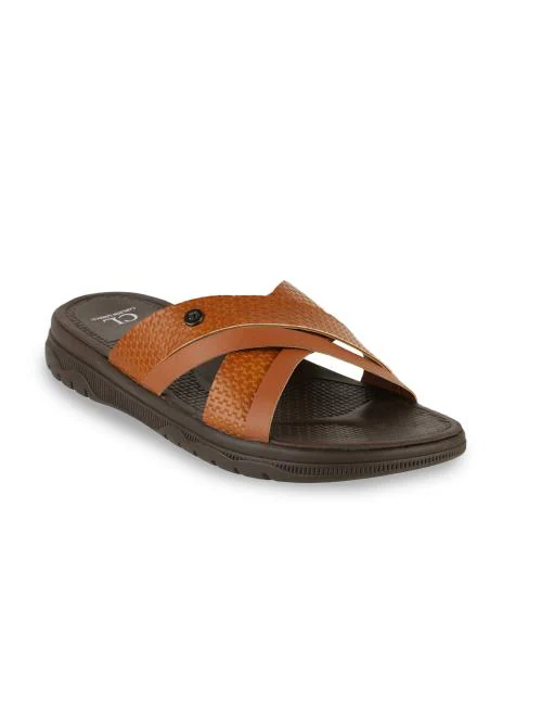 Carlton London Tan Sliders for Men