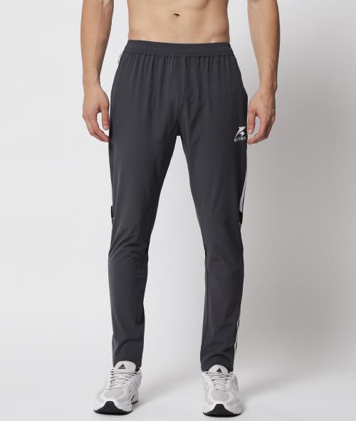 My Swag Men's Athleisure Grey Color Solid Track Pants with Single Zipper Pockets