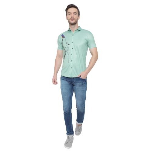 GILUDI Men Regular Fit Laycra Half Sleevs Casual Shirt