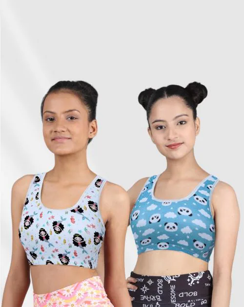 Dchica Set of 2 Double Layer Beginner Bras For 8 to 14 Year Olds