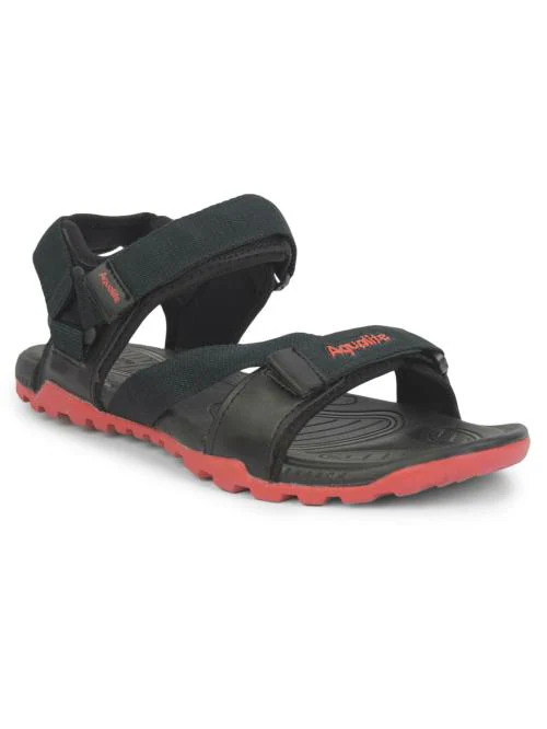 Aqualite Mens Black, Red Sports Sandals