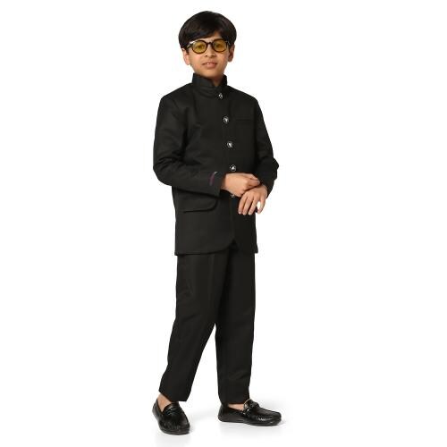 TAHVO Kids Black Bandgala Blazer