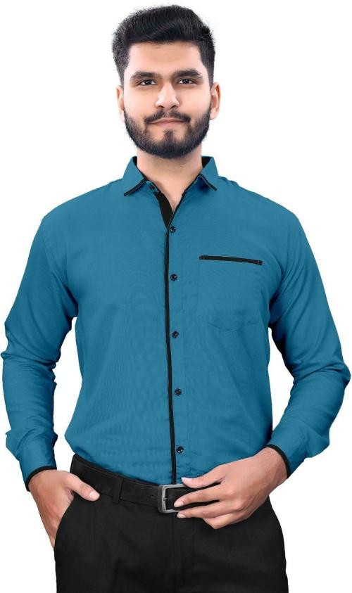 GLORISTAR Men Solid Casual Blue Shirt