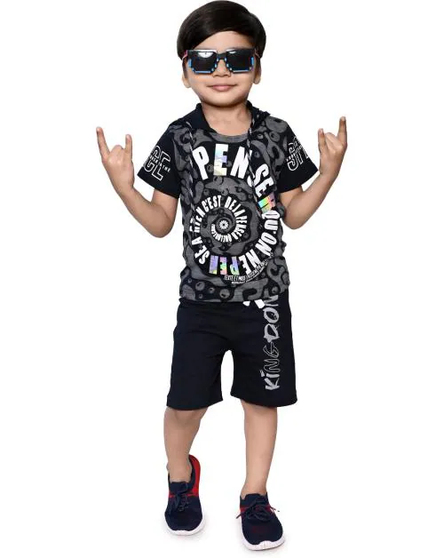 NEW TUSI DRESSES Cotton Half Sleeve Regular Fit T-Shirt and Shorts Combo Set for Kids Boys (5-6 year)|Green|Pack of 1