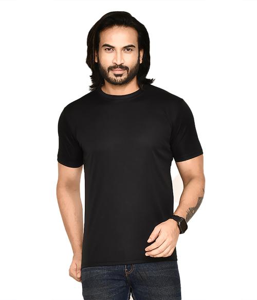 Roy's Casual Regular Fit Solid Pattern Round Neck Polyester T-shirt with Half Sleeve I Comfortable and Breathable Western Outfit (Color - Black, Size - M )